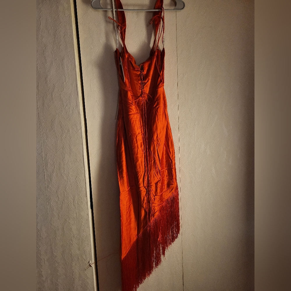 Anthropologie For Love & Lemons Anisa Asymmetrical Fringe Midi - Picture 7 of 7